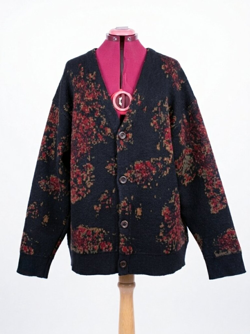 INSIGHT - Australia Chunky Oversized Floral Knit Sweater Cardigan - Medium